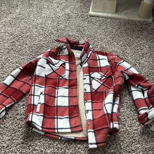 Sage Red and White Plaid Jacket